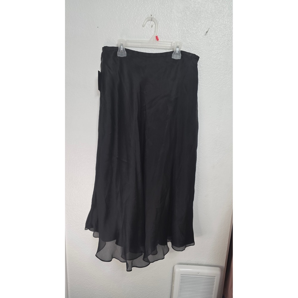 Dana Buchman Midi Silk Skirt Women 12P Black New With Tags